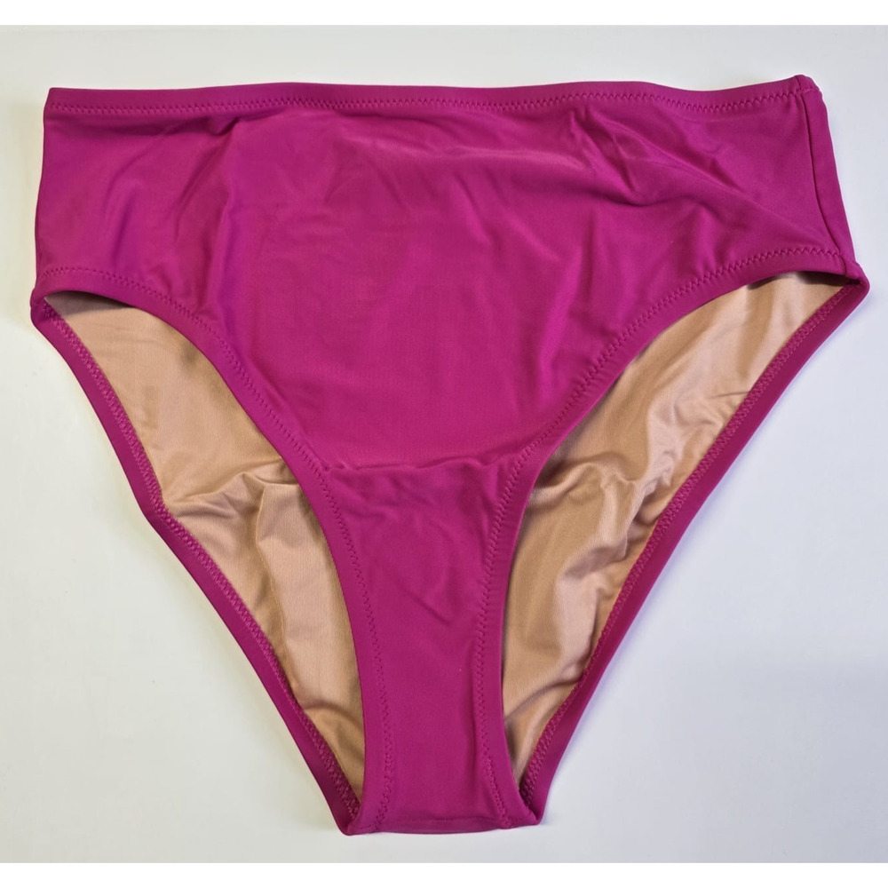 J.Crew High Rise Bikini Bottom Radiant Fuchsia Full Coverage Size M BM642